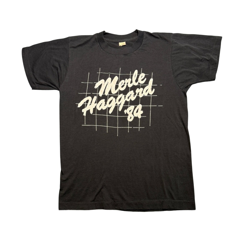 Vintage 1984 Merle Haggard Country Music T-Shirt Black Medium